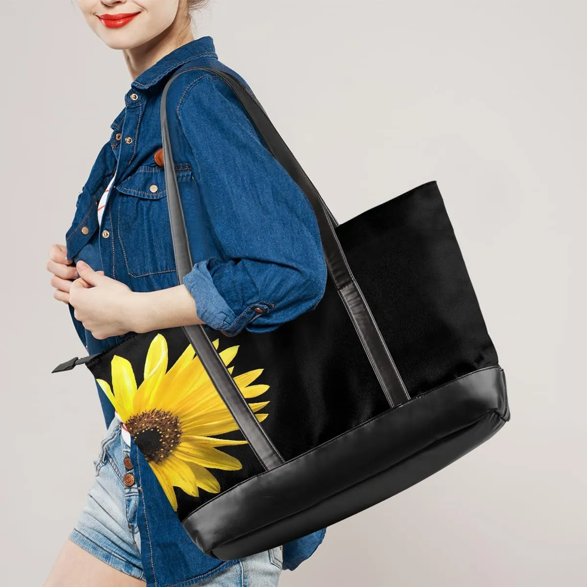 Canvas Laptop Tote Bag for Women Autism Line Design Girl 15.6 Inch Large Capacity Computer Bag