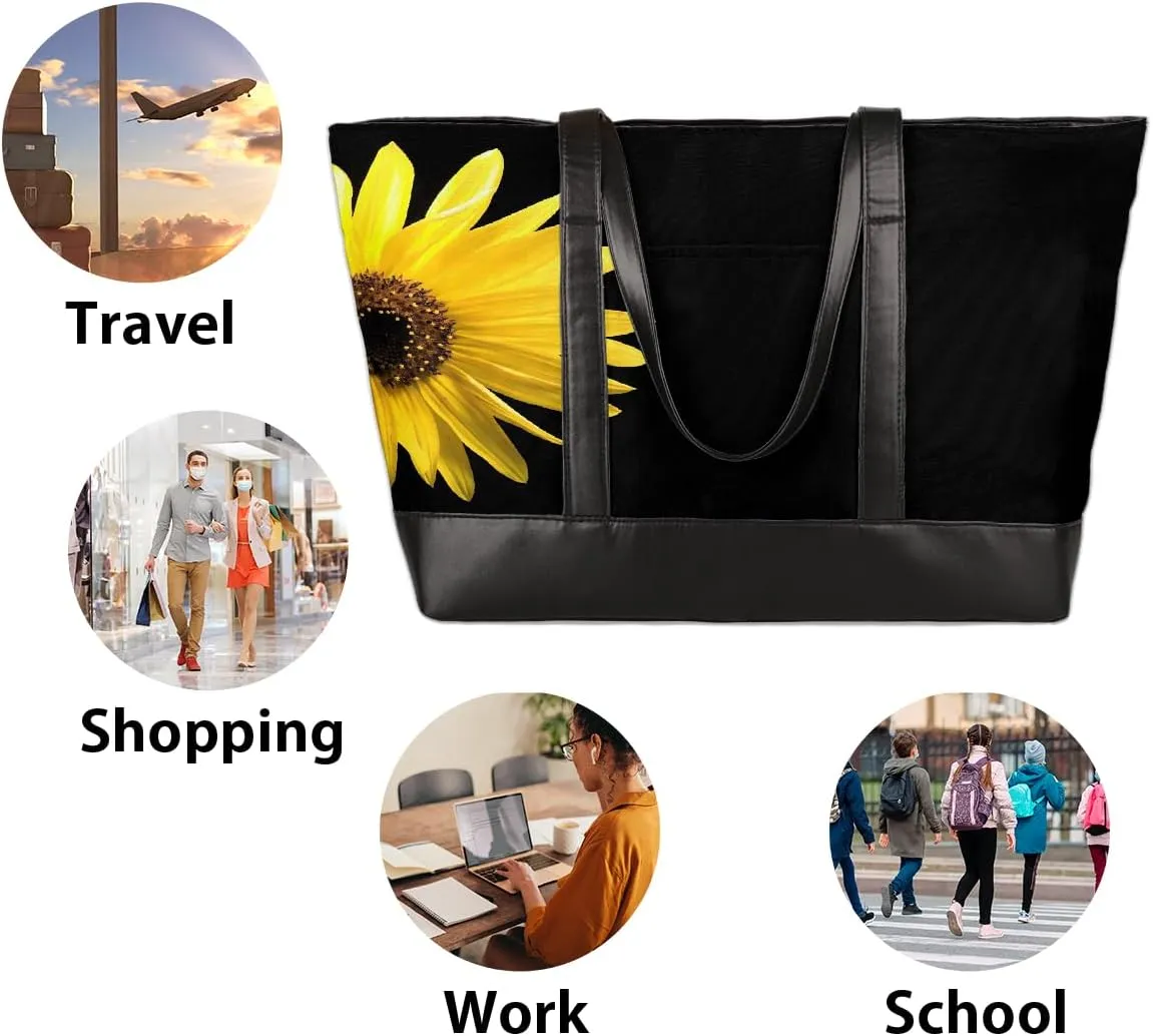 Canvas Laptop Tote Bag for Women Autism Line Design Girl 15.6 Inch Large Capacity Computer Bag