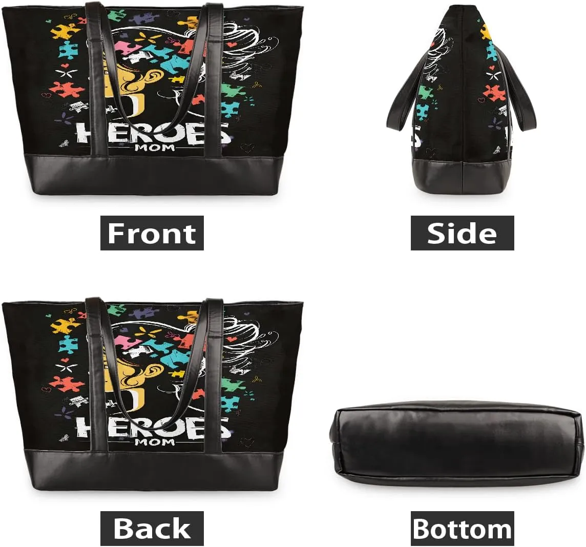 Canvas Laptop Tote Bag for Women Autism Line Design Girl 15.6 Inch Large Capacity Computer Bag