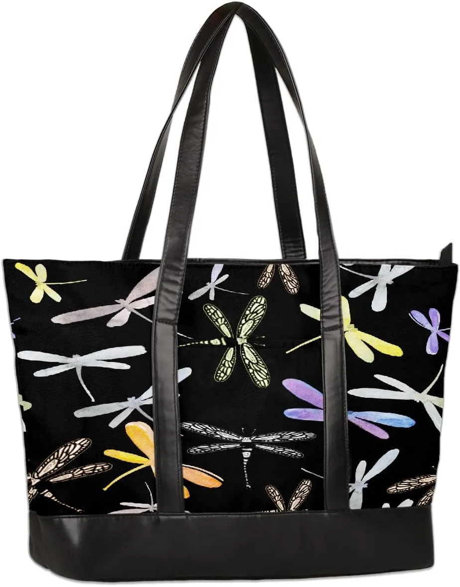 Canvas Laptop Tote Bag for Women Avocado Cute Fruit Happy 15.6 Inch Large Capacity Computer Bag