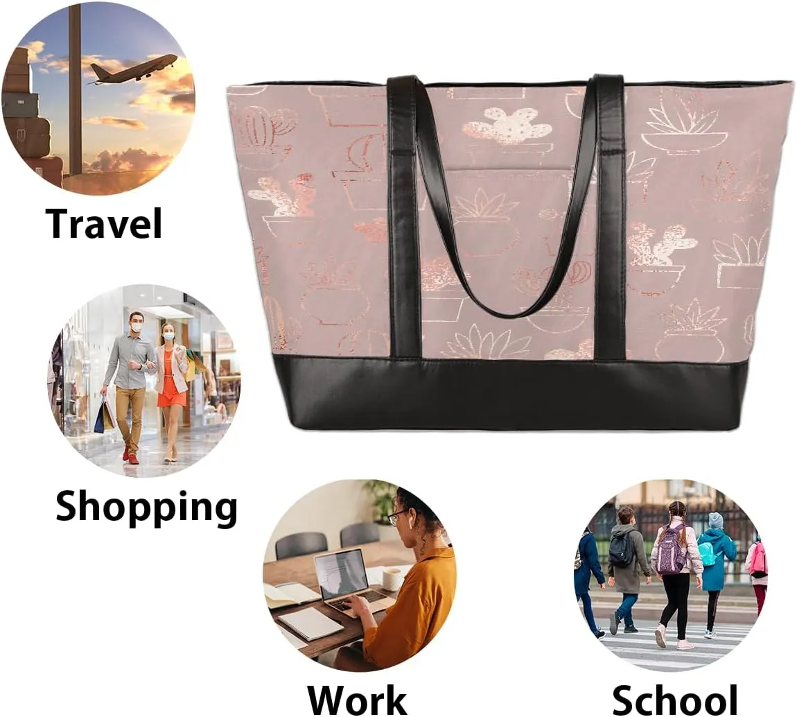 Canvas Laptop Tote Bag for Women Avocado Cute Fruit Happy 15.6 Inch Large Capacity Computer Bag