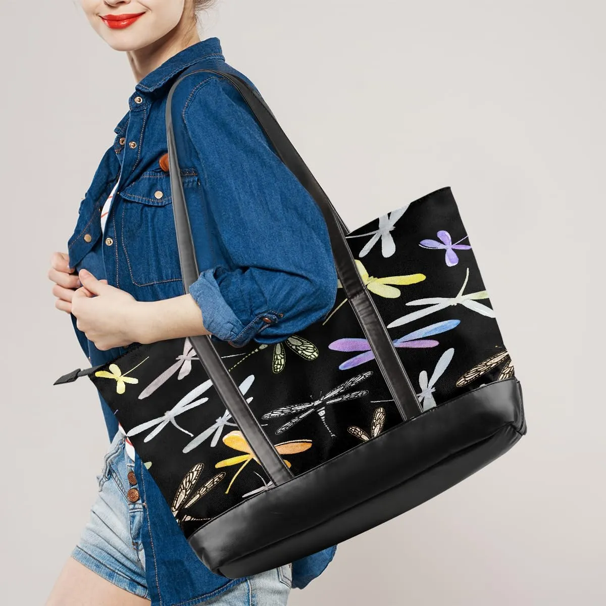Canvas Laptop Tote Bag for Women Avocado Cute Fruit Happy 15.6 Inch Large Capacity Computer Bag