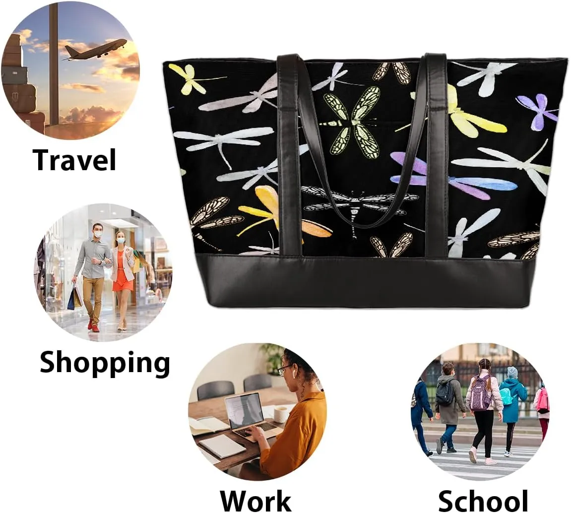 Canvas Laptop Tote Bag for Women Avocado Cute Fruit Happy 15.6 Inch Large Capacity Computer Bag