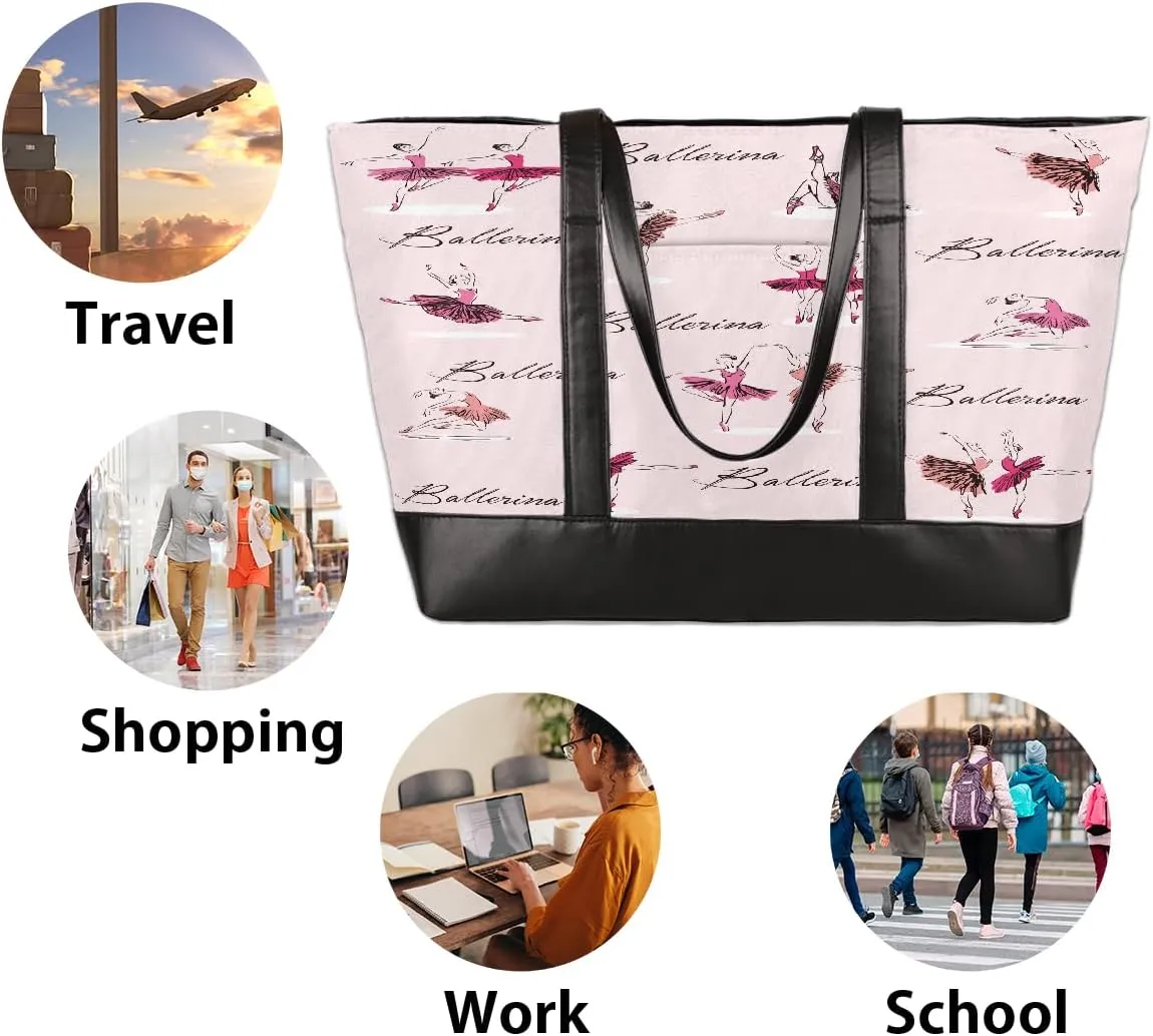 Canvas Laptop Tote Bag for Women Bee Honey Animal Cute 15.6 Inch Large Capacity Computer Bag