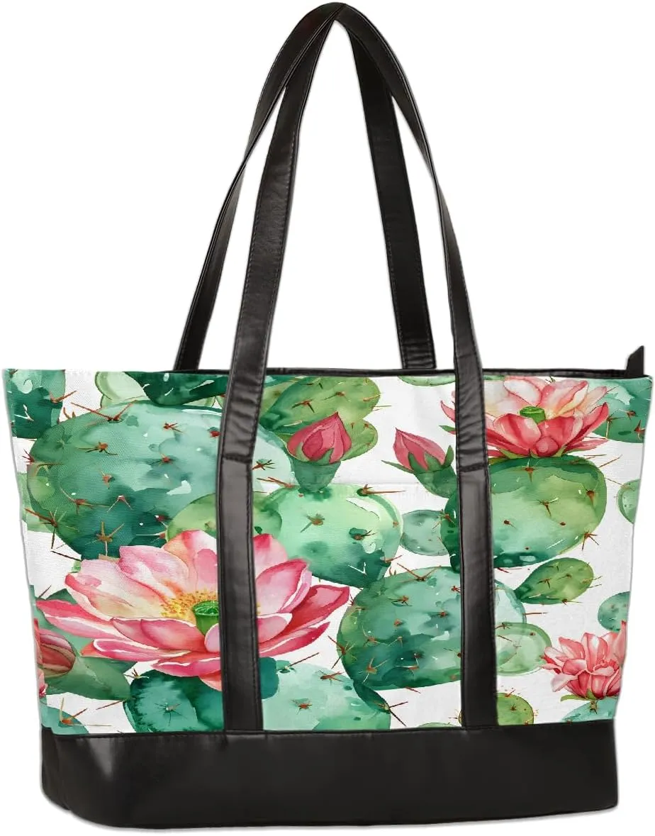 Canvas Laptop Tote Bag for Women Ethnic Mandala Art 15.6 Inch Large Capacity Computer Bag Lightweight Casual Shoulder Handbag