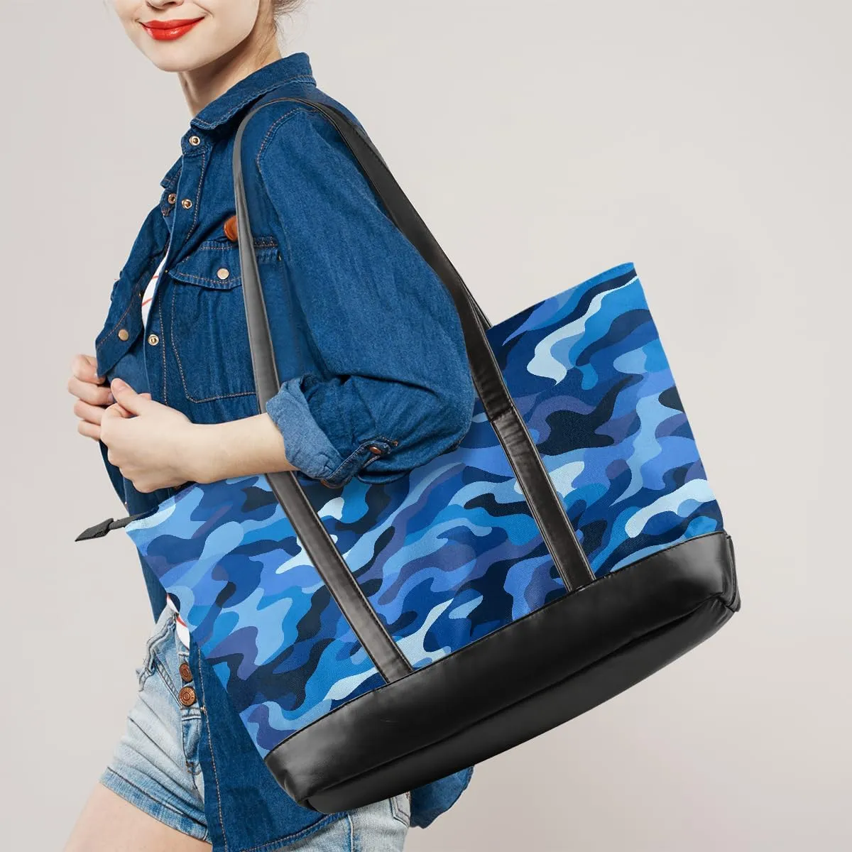 Canvas Laptop Tote Bag for Women Ethnic Mandala Art 15.6 Inch Large Capacity Computer Bag Lightweight Casual Shoulder Handbag