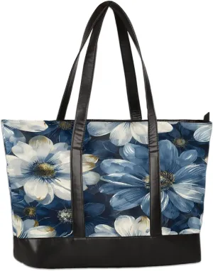 Canvas Laptop Tote Bag for Women Ethnic Mandala Art 15.6 Inch Large Capacity Computer Bag Lightweight Casual Shoulder Handbag