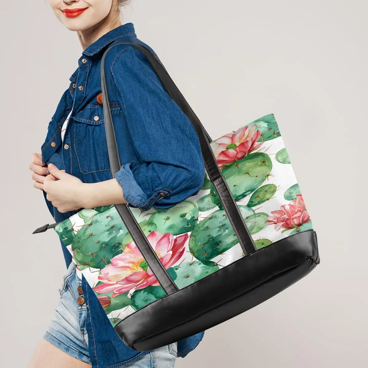 Canvas Laptop Tote Bag for Women Ethnic Mandala Art 15.6 Inch Large Capacity Computer Bag Lightweight Casual Shoulder Handbag