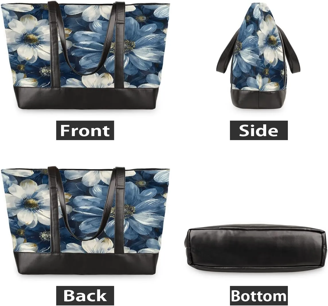 Canvas Laptop Tote Bag for Women Ethnic Mandala Art 15.6 Inch Large Capacity Computer Bag Lightweight Casual Shoulder Handbag