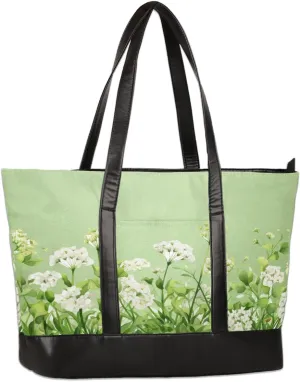 Canvas Laptop Tote Bag for Women Flower Cute Colorful 15.6 Inch Large Capacity Computer Bag