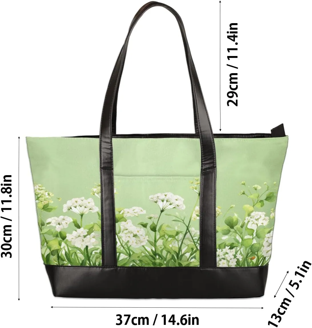 Canvas Laptop Tote Bag for Women Flower Cute Colorful 15.6 Inch Large Capacity Computer Bag