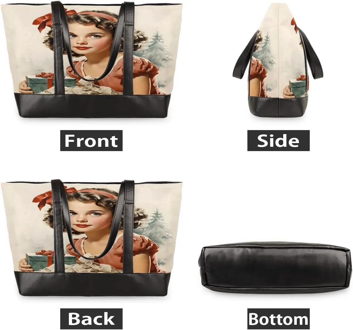 Canvas Laptop Tote Bag for Women Flower Daisy Colorful Painting 15.6 Inch Large Capacity Computer Bag