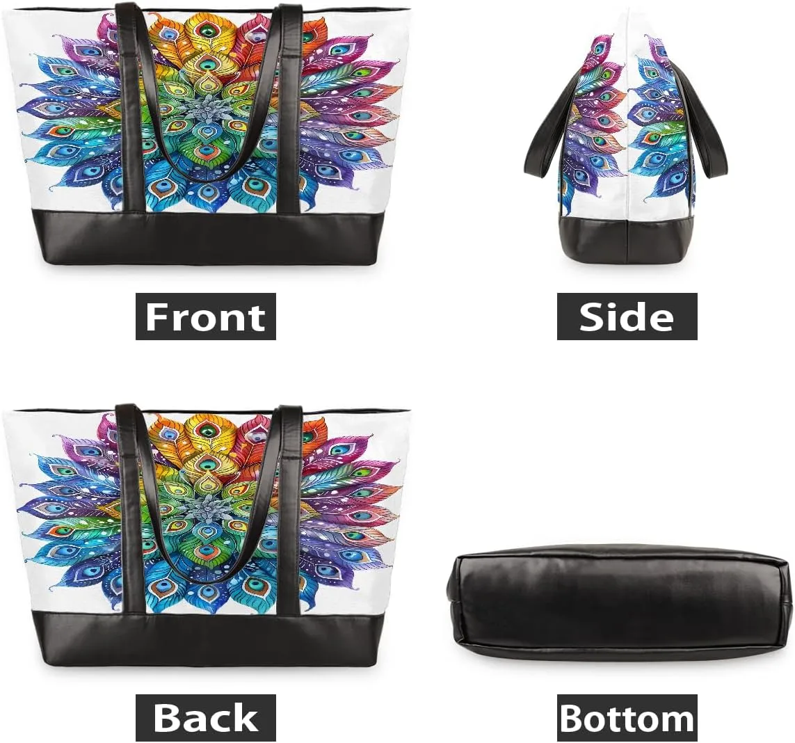 Canvas Laptop Tote Bag for Women Flower Daisy Colorful Painting 15.6 Inch Large Capacity Computer Bag