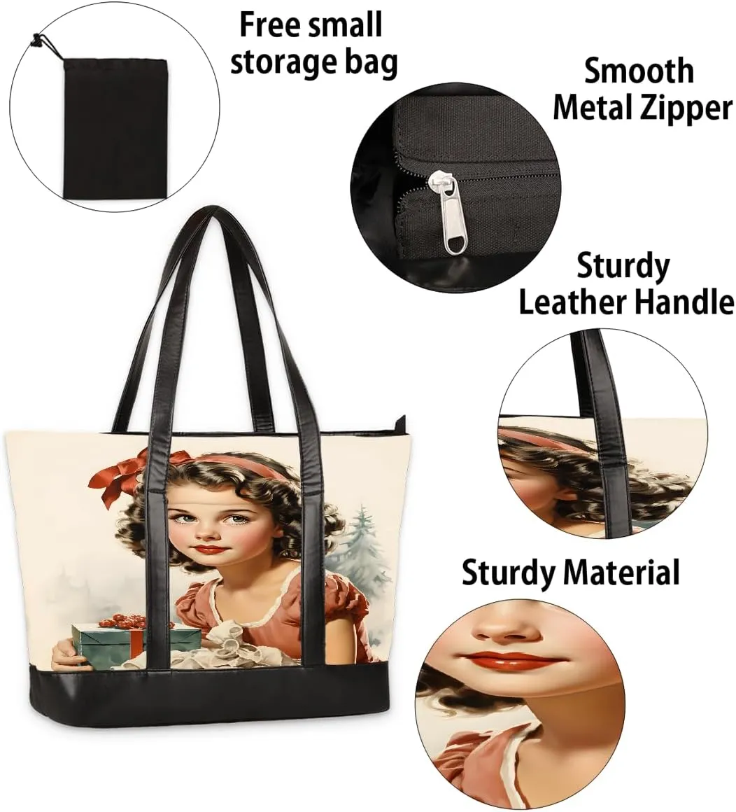 Canvas Laptop Tote Bag for Women Flower Daisy Colorful Painting 15.6 Inch Large Capacity Computer Bag