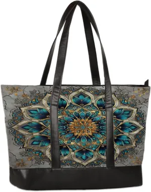 Canvas Laptop Tote Bag for Women Flower Daisy Colorful Painting 15.6 Inch Large Capacity Computer Bag