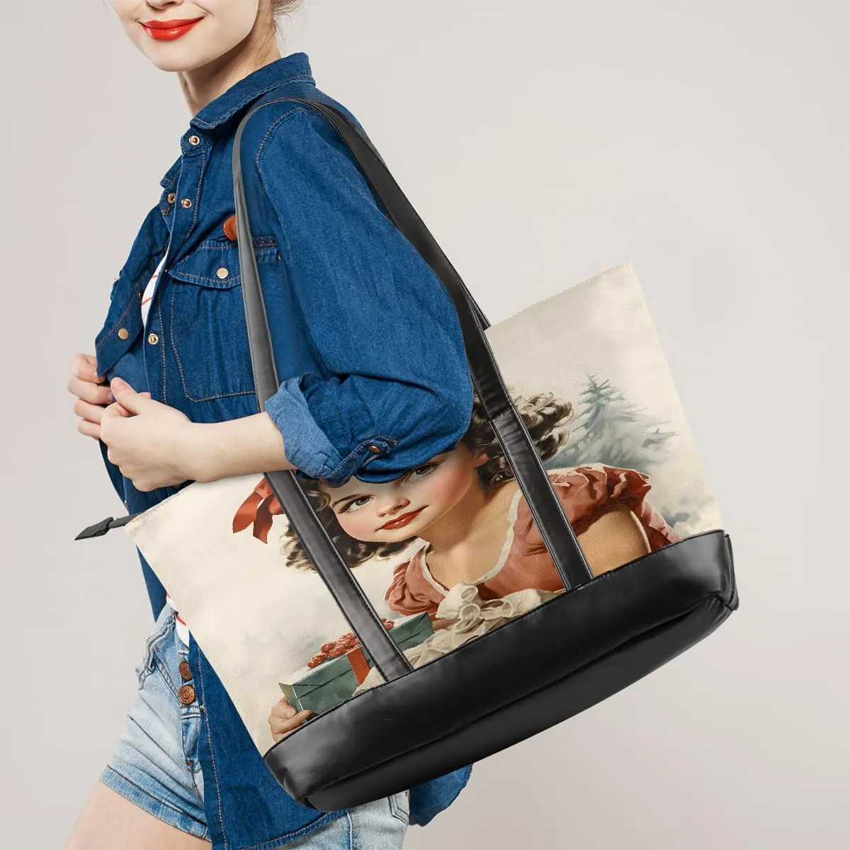 Canvas Laptop Tote Bag for Women Flower Daisy Colorful Painting 15.6 Inch Large Capacity Computer Bag