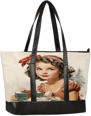 Canvas Laptop Tote Bag for Women Flower Daisy Colorful Painting 15.6 Inch Large Capacity Computer Bag