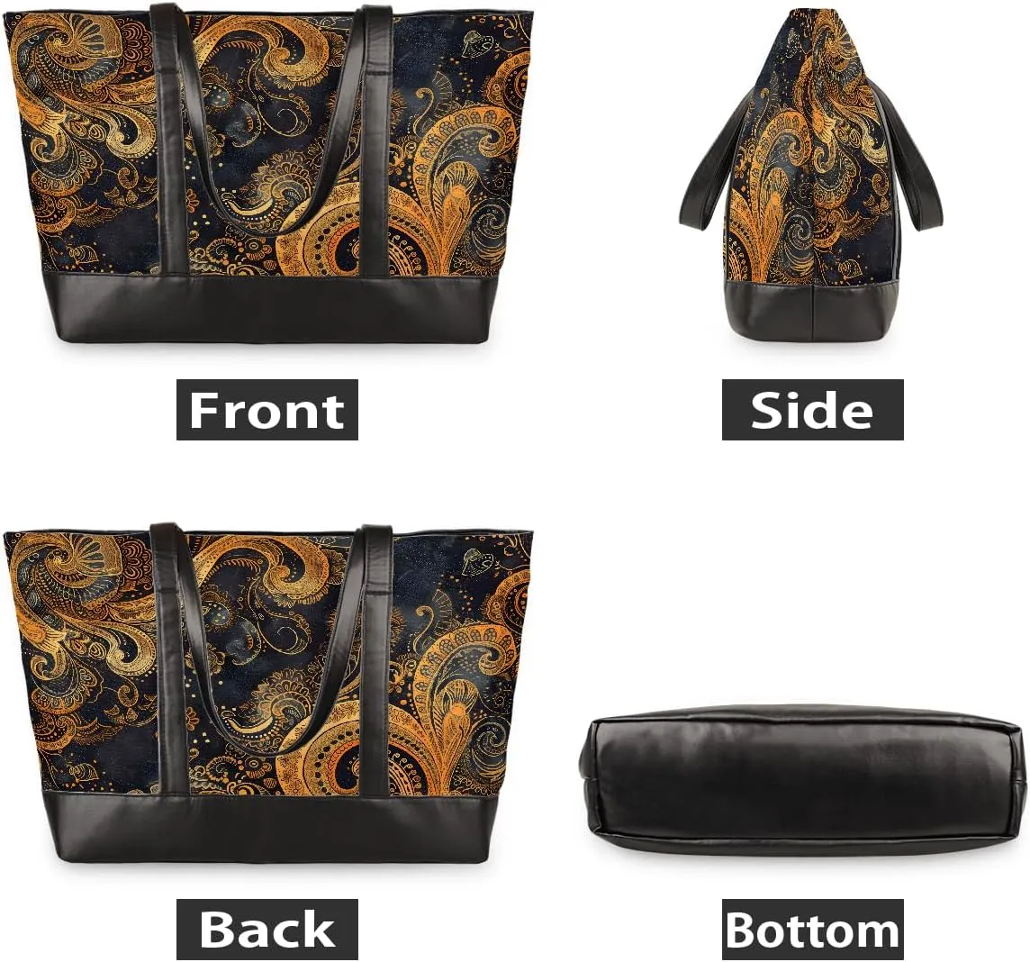 Canvas Laptop Tote Bag for Women Lines Stripes Colorful 15.6 Inch Large Capacity Computer Bag