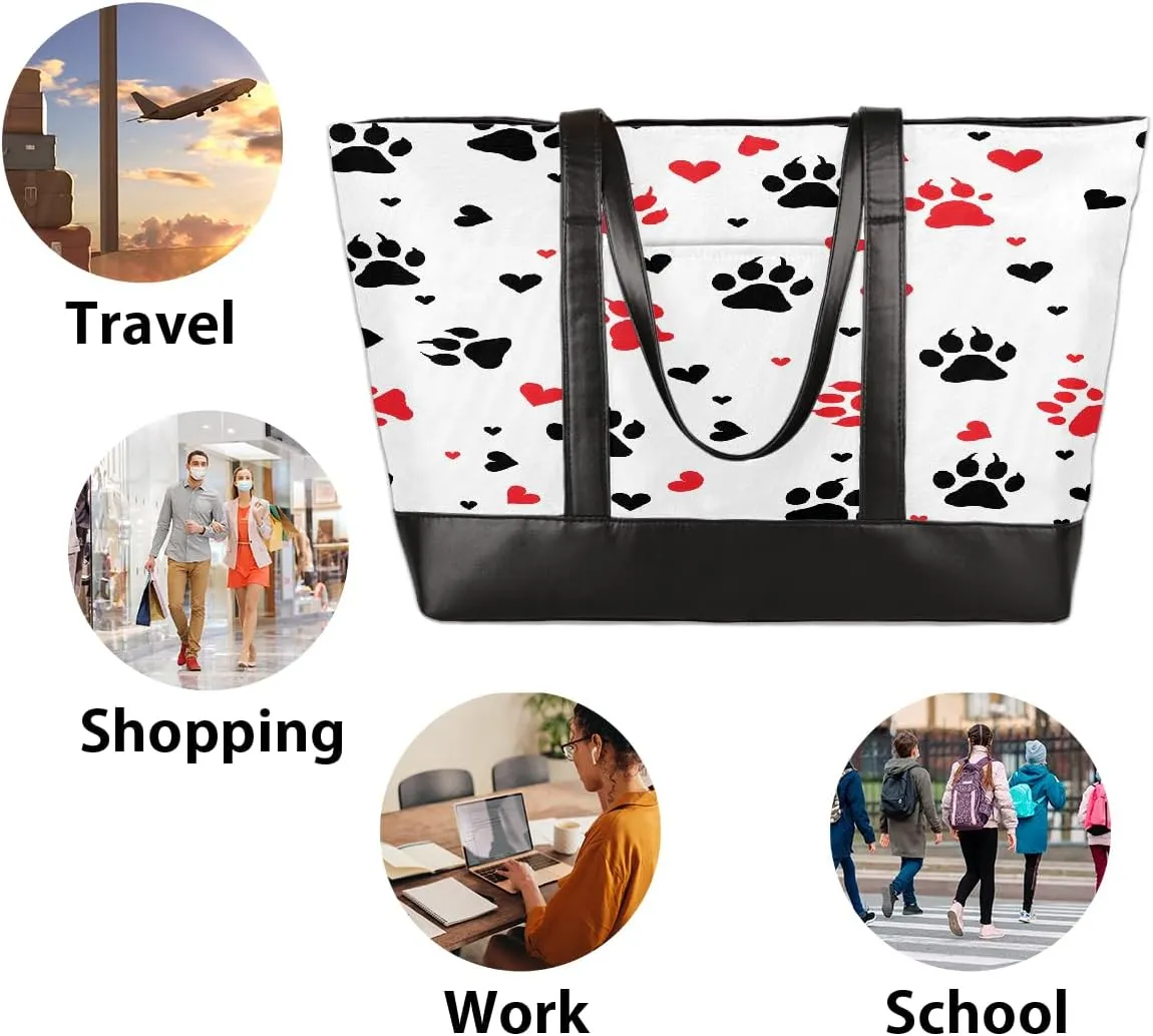 Canvas Laptop Tote Bag for Women Lines Stripes Colorful 15.6 Inch Large Capacity Computer Bag