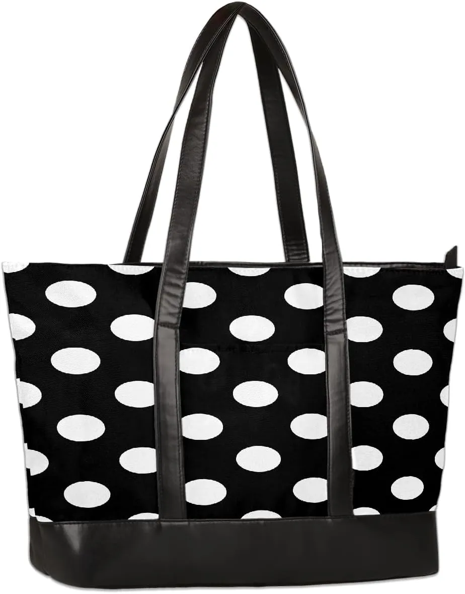 Canvas Laptop Tote Bag for Women Lines Stripes Colorful 15.6 Inch Large Capacity Computer Bag