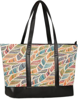Canvas Laptop Tote Bag for Women Lines Stripes Colorful 15.6 Inch Large Capacity Computer Bag