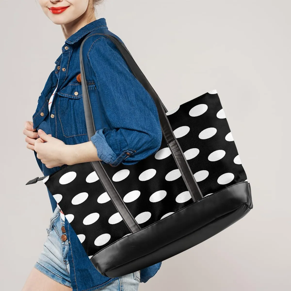 Canvas Laptop Tote Bag for Women Lines Stripes Colorful 15.6 Inch Large Capacity Computer Bag