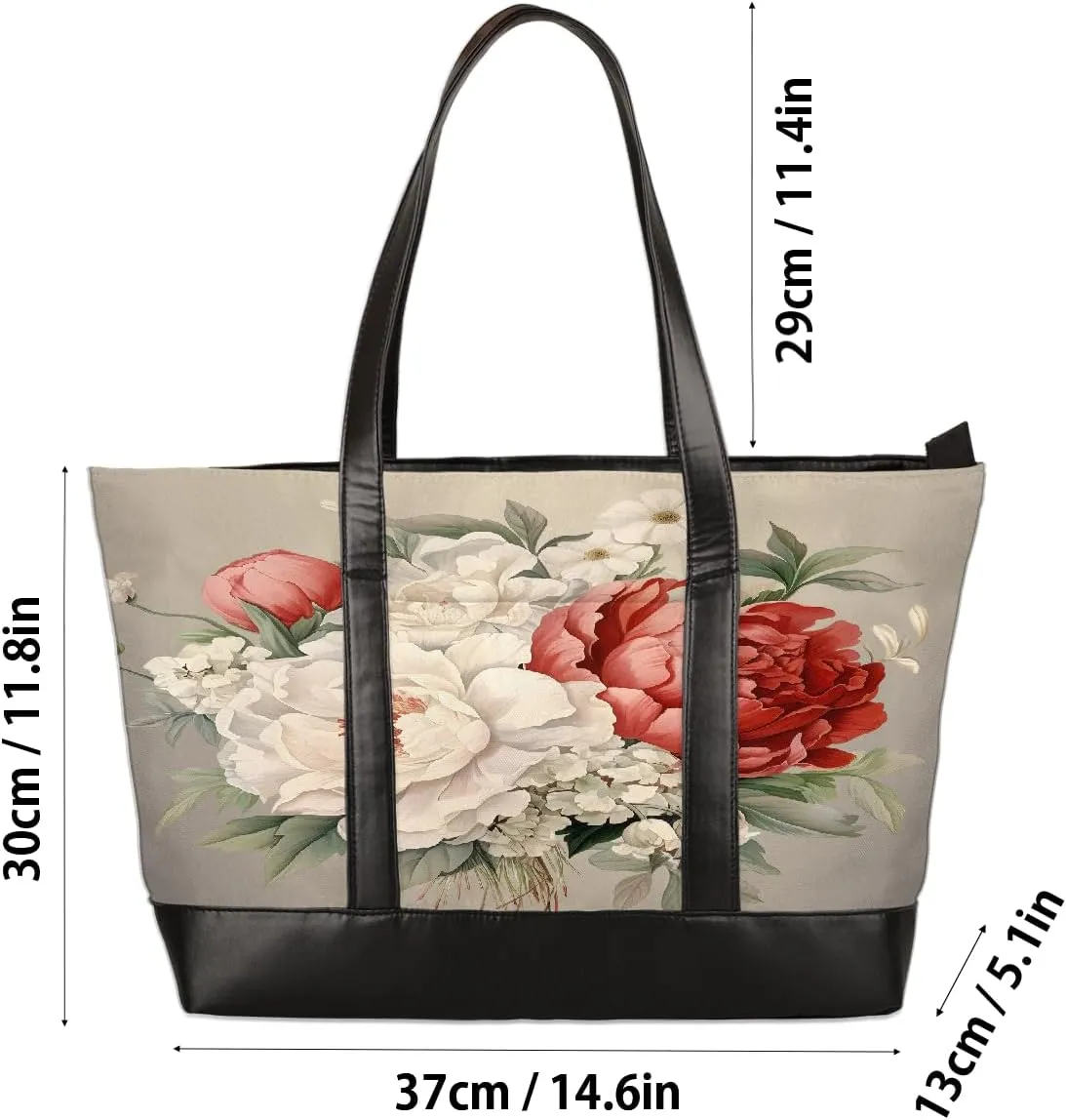 Canvas Laptop Tote Bag for Women Pink Flower Dandelion 15.6 Inch Large Capacity Computer Bag