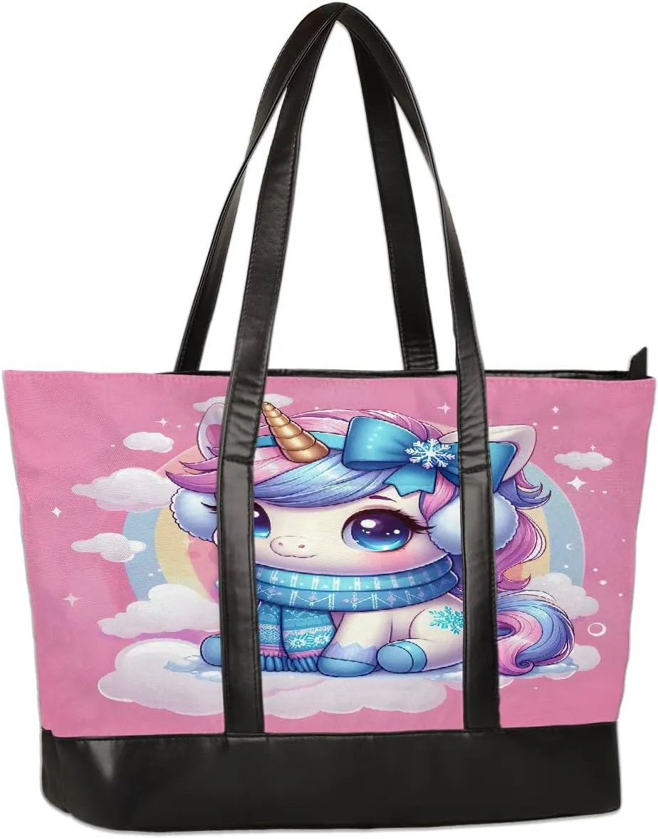 Canvas Laptop Tote Bag for Women Pink Flower Dandelion 15.6 Inch Large Capacity Computer Bag