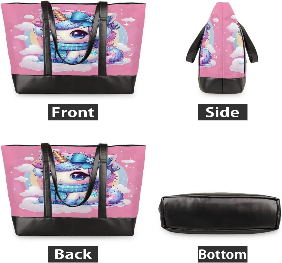 Canvas Laptop Tote Bag for Women Pink Flower Dandelion 15.6 Inch Large Capacity Computer Bag