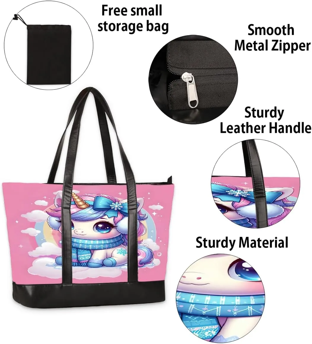 Canvas Laptop Tote Bag for Women Pink Flower Dandelion 15.6 Inch Large Capacity Computer Bag