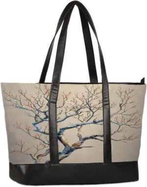 Canvas Laptop Tote Bag for Women Pink Flower Dandelion 15.6 Inch Large Capacity Computer Bag