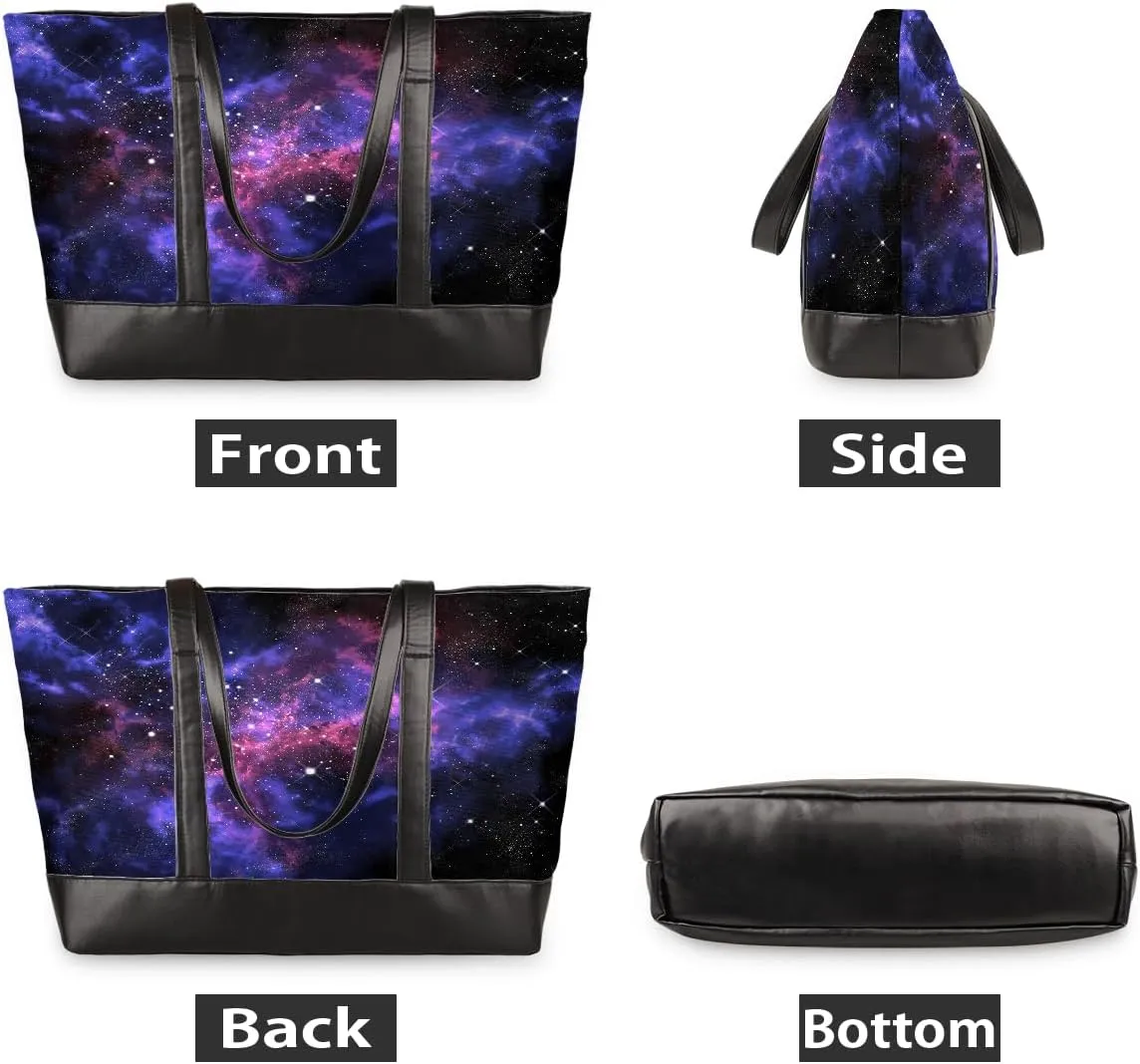 Canvas Laptop Tote Bag for Women Universe Galaxy Star 15.6 Inch Large Capacity Computer Bag