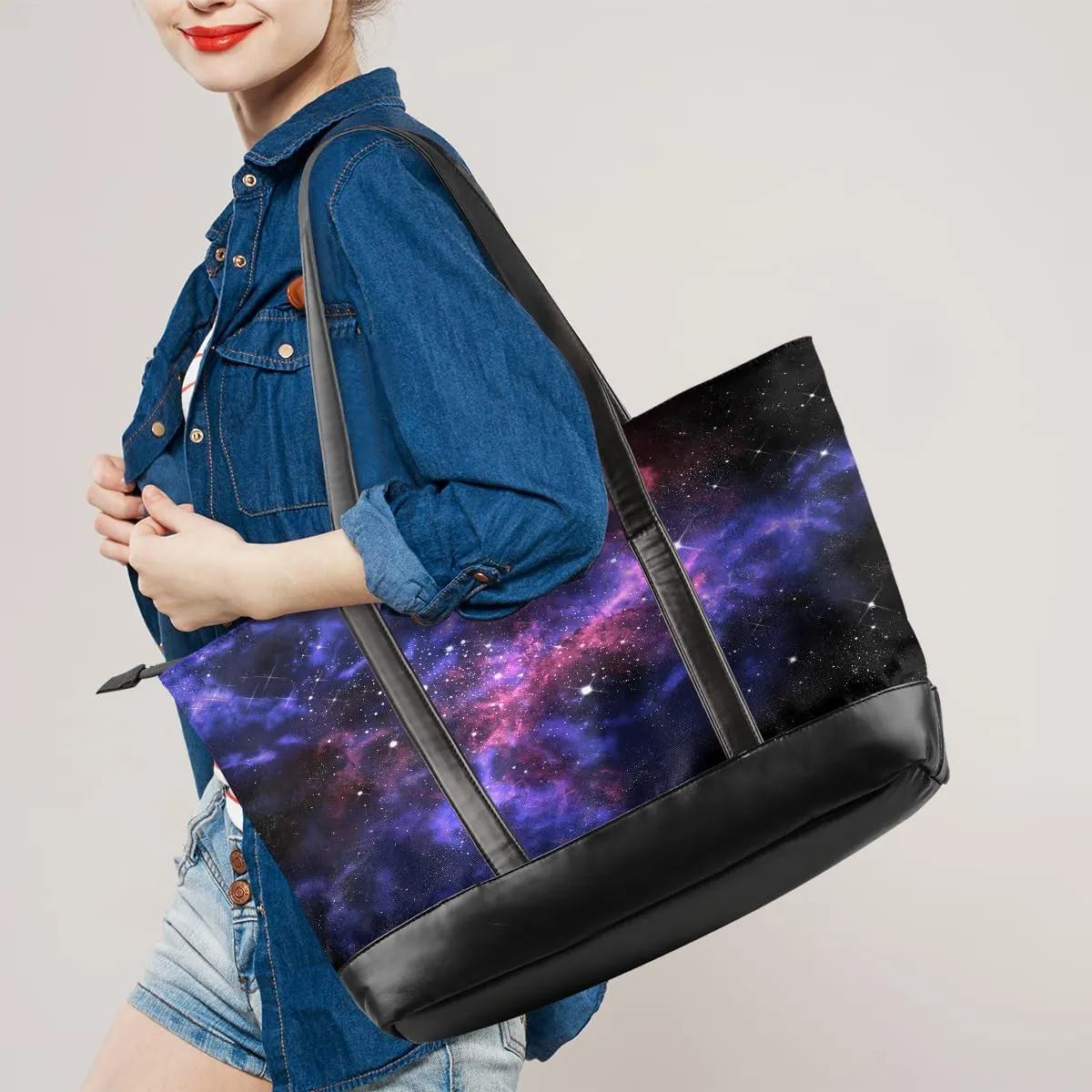 Canvas Laptop Tote Bag for Women Universe Galaxy Star 15.6 Inch Large Capacity Computer Bag