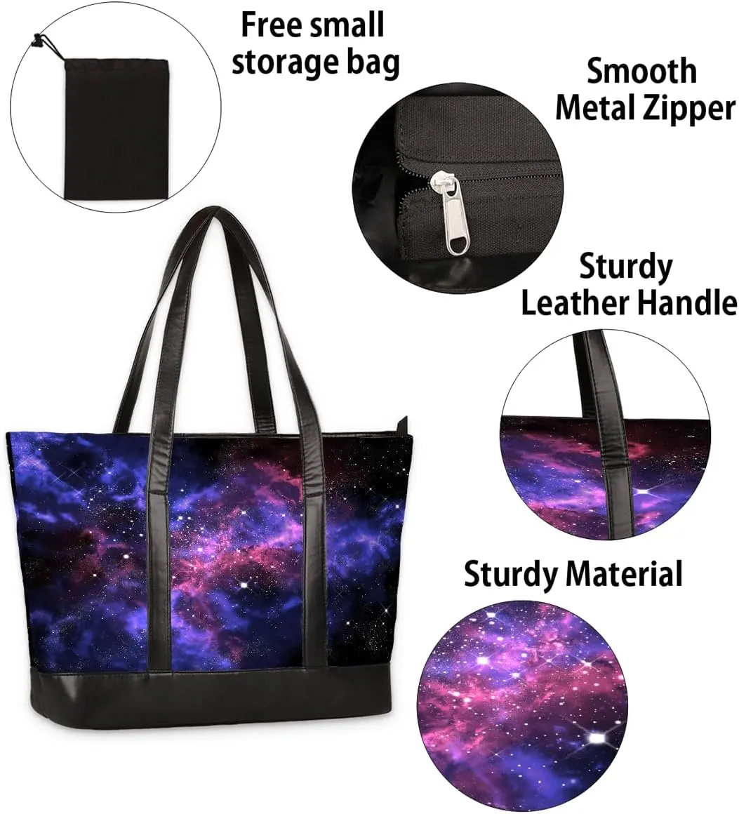 Canvas Laptop Tote Bag for Women Universe Galaxy Star 15.6 Inch Large Capacity Computer Bag