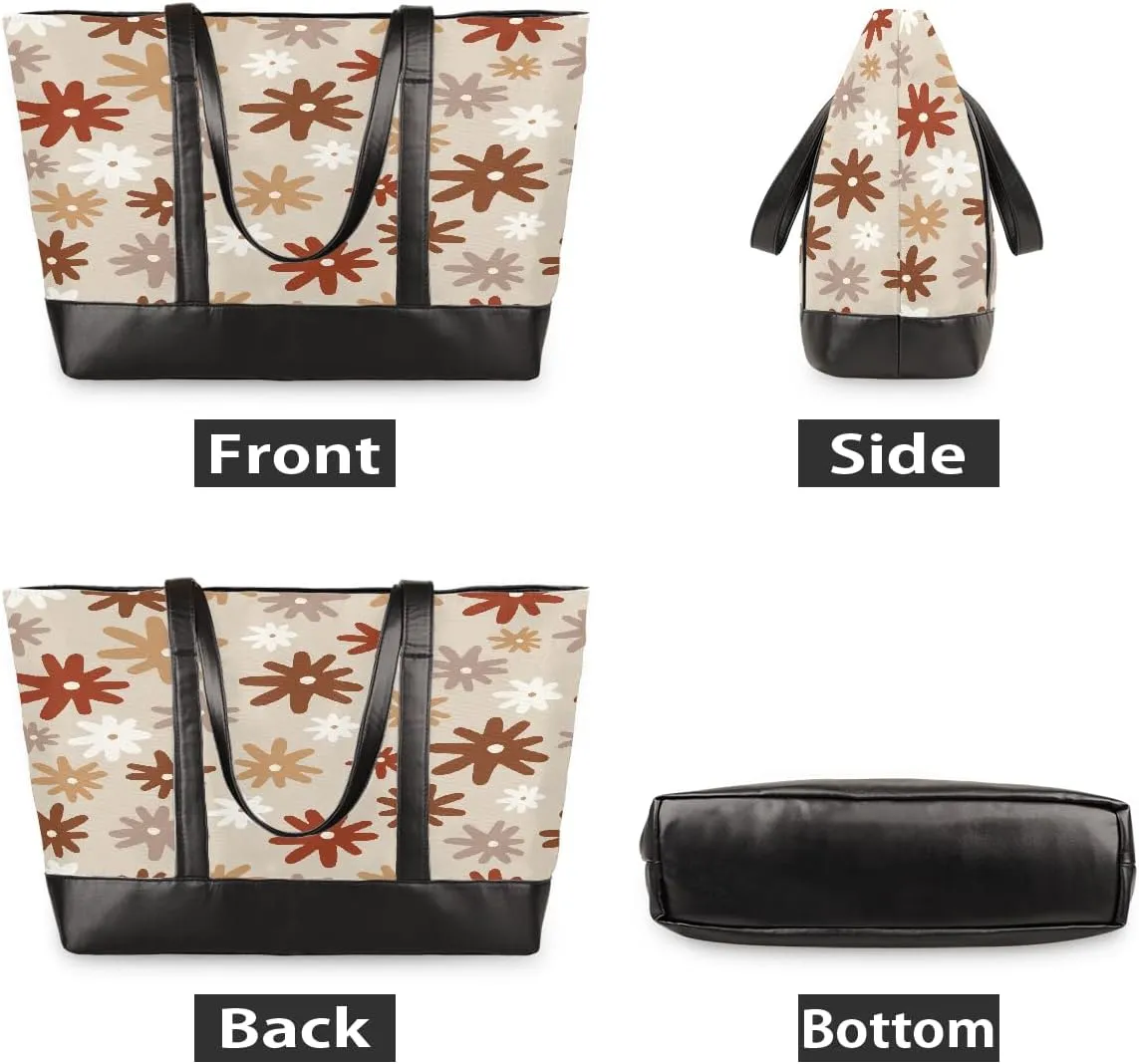 Canvas Laptop Tote Bag for Women Yellow Sunflower Butterfly 15.6 Inch Large Capacity Computer Bag