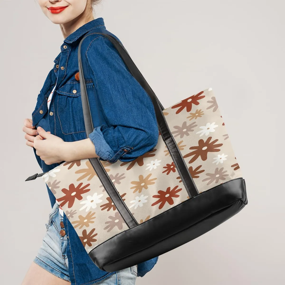 Canvas Laptop Tote Bag for Women Yellow Sunflower Butterfly 15.6 Inch Large Capacity Computer Bag