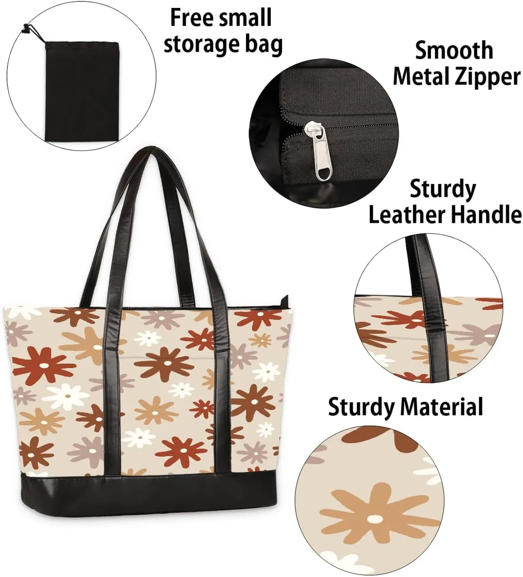 Canvas Laptop Tote Bag for Women Yellow Sunflower Butterfly 15.6 Inch Large Capacity Computer Bag