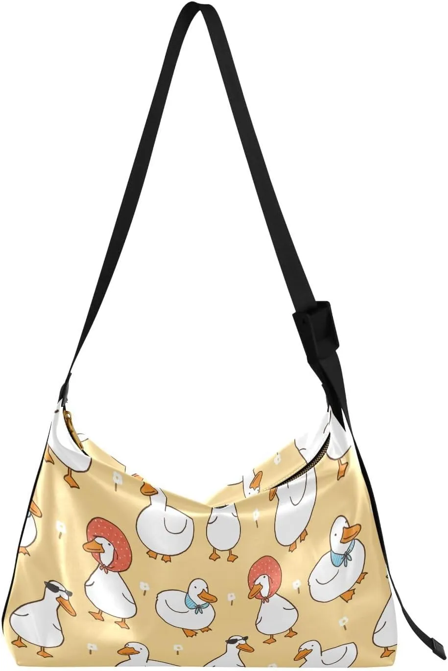 Cartoon Duck Hobo Crossbody Bags for Women Leather Large Shoulder Bag Cross Body Yellow Trendy Womens Tote Bags Handbag for Travel Shopping