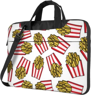 Cartoon French Fries Fast Junk Food Practical 13-15.6 Inch Laptop Bag For Man And Women, Computer Messenger Bag, Trendy Shoulder Strap Design