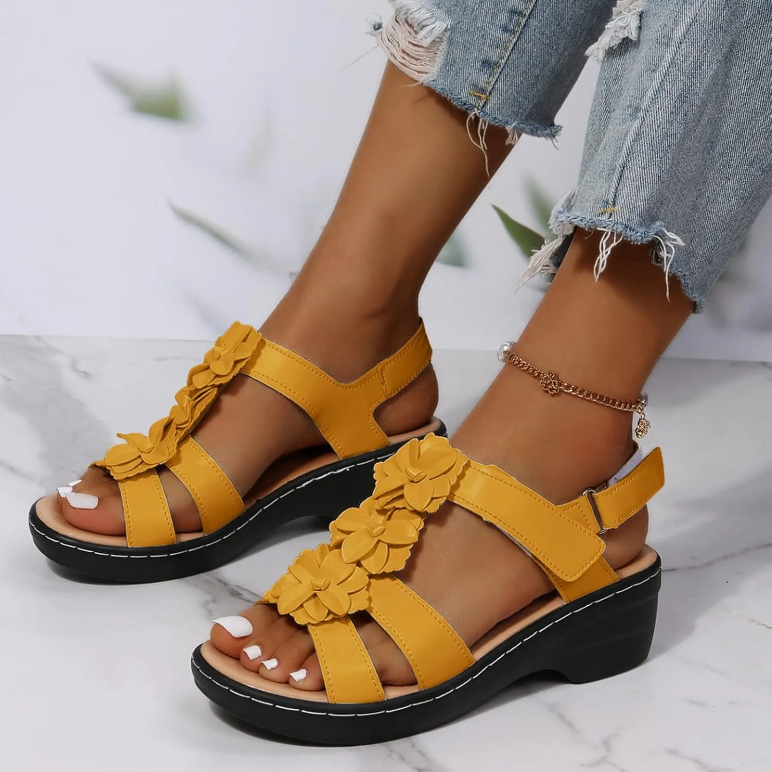 Casual Sandals Women Platform Strap Sandals for Women Orthopedic Open Toe Shoes Beach Casual Sandals