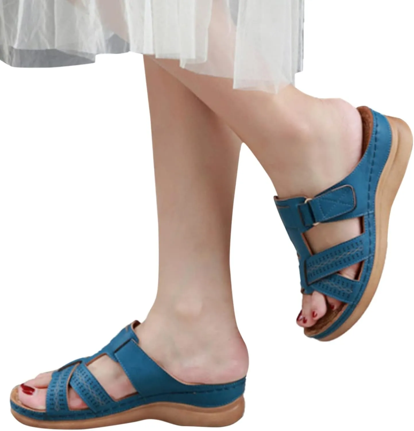 Cathalem Sandals Women Comfortable Orthopedic Wedge Sandalias Women Slip on Platform Sandals