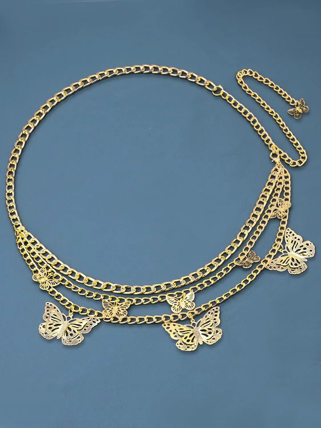 Chain Belts Multilayer Butterfly Waist Chain Adjustable Waist Belt for Women