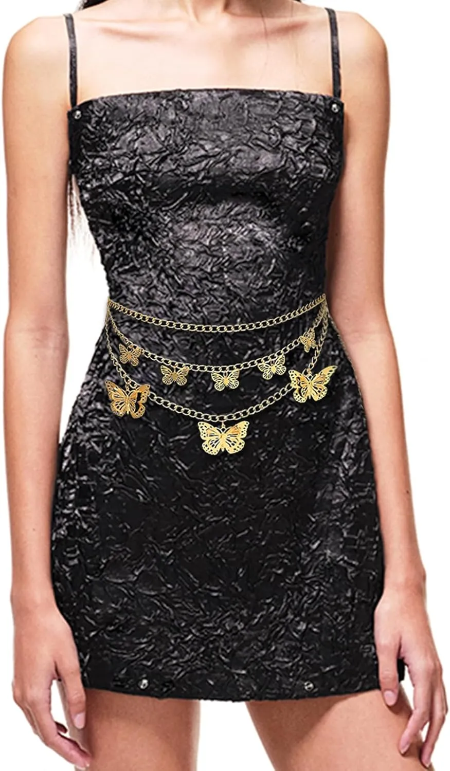 Chain Belts Multilayer Butterfly Waist Chain Adjustable Waist Belt for Women