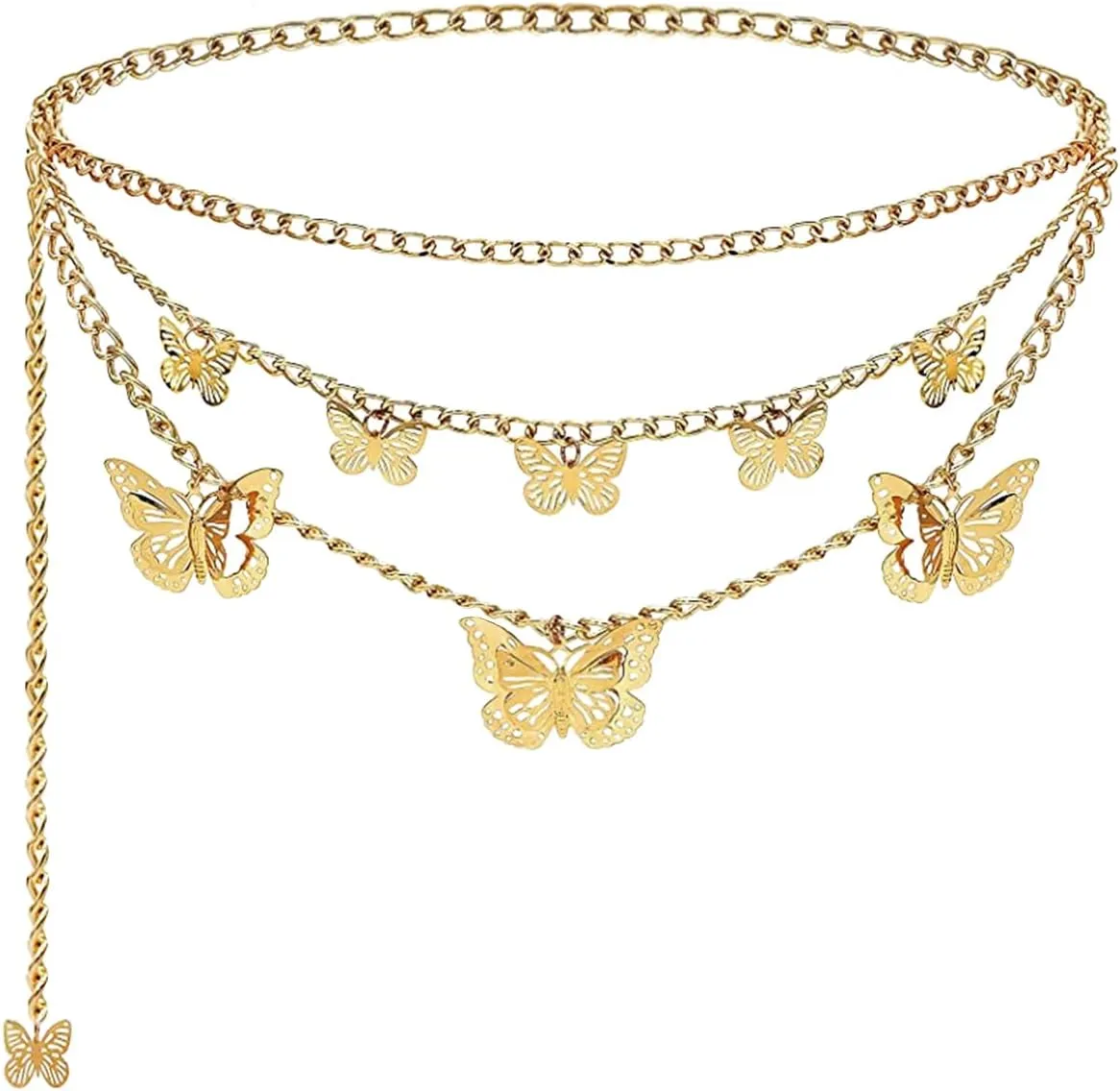 Chain Belts Multilayer Butterfly Waist Chain Adjustable Waist Belt for Women