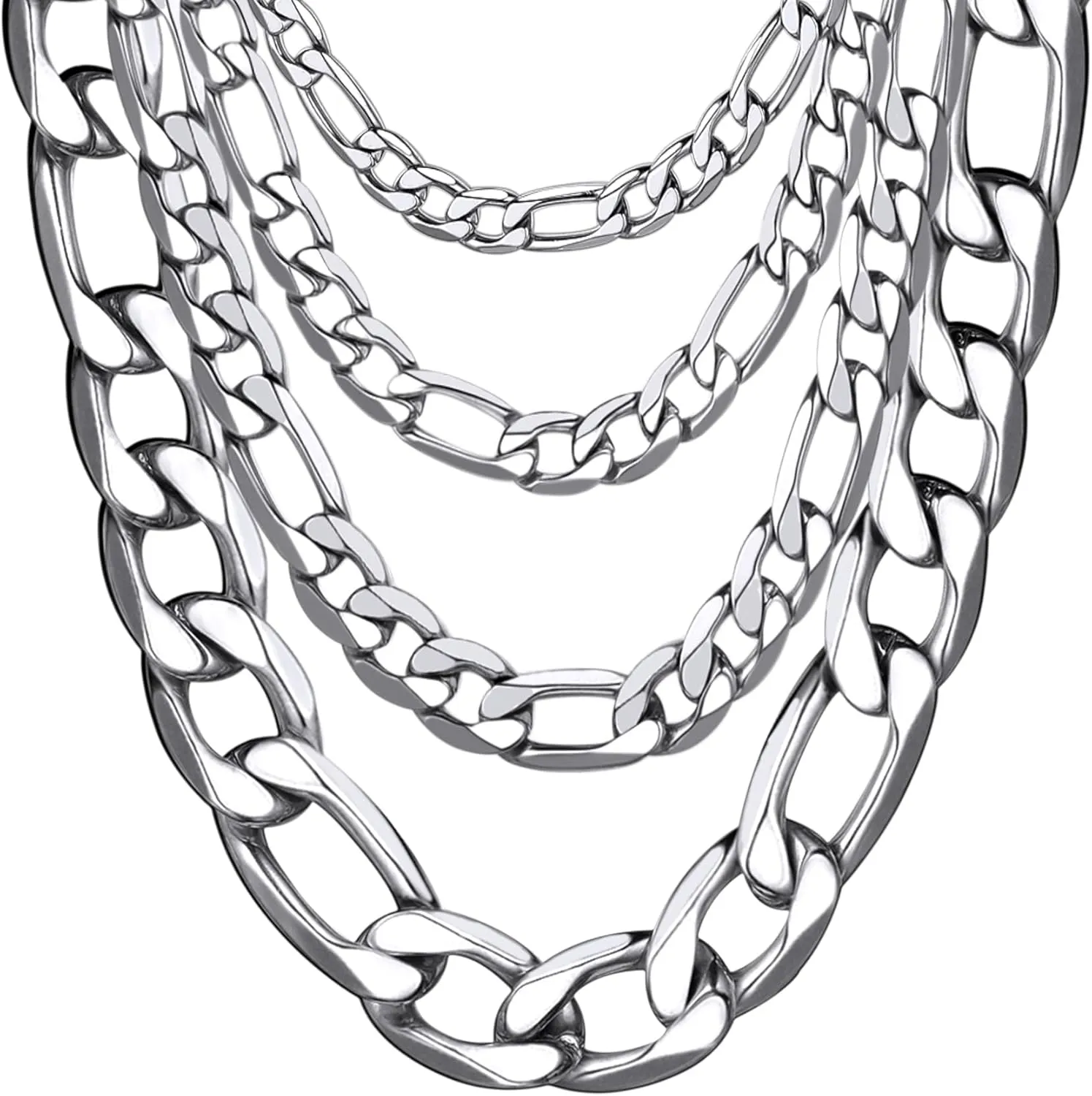 ChainsHouse Stainless Steel Figaro Chains for Men Women, 3mm/4mm/5mm/6mm/7mm/8mm/9mm/13mm Width, 14-30inch Length, Black/14K Gold Mens Necklace Chains, Send Gift Box