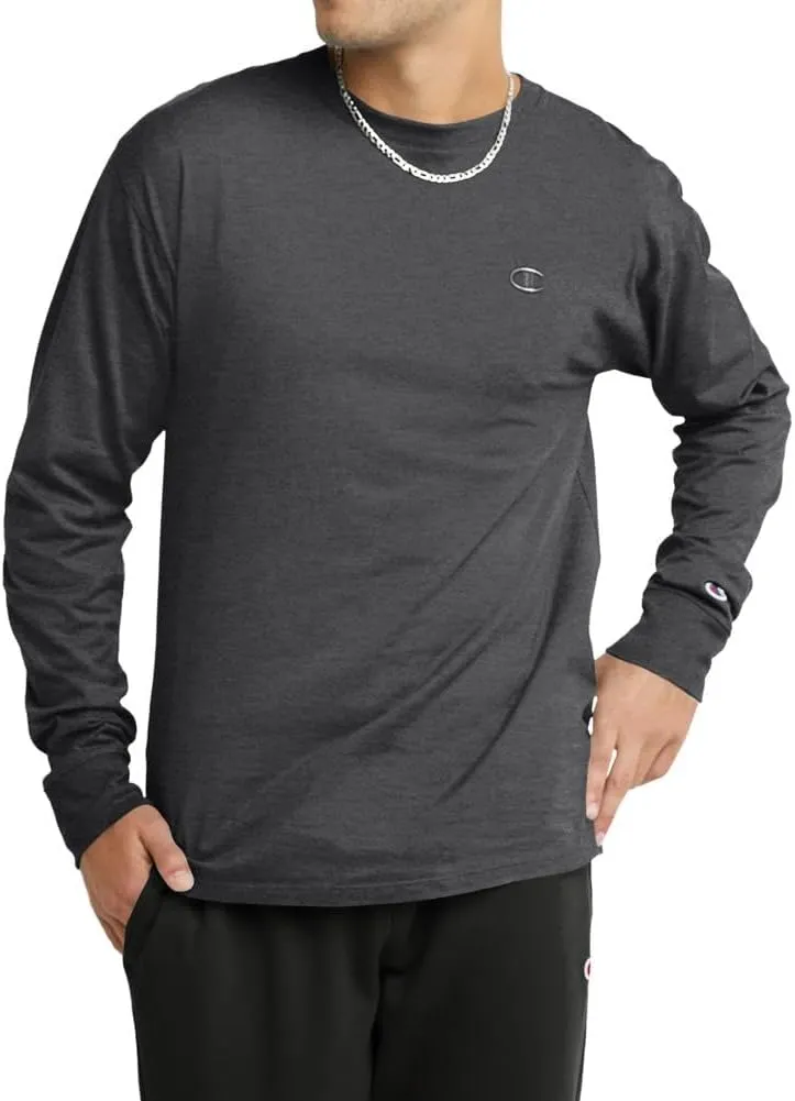 Champion, Classic Long Sleeve, Comfortable, Soft T-Shirt for Men (Reg. or Big & Tall), Granite Heather, X-Large