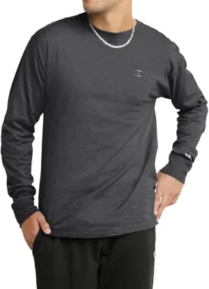 Champion, Classic Long Sleeve, Comfortable, Soft T-Shirt for Men (Reg. or Big & Tall), Granite Heather, X-Large