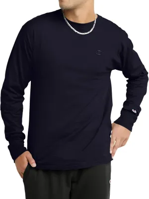 Champion, Classic Long Sleeve, Comfortable, Soft T-Shirt for Men (Reg. or Big & Tall), Navy, XX-Large