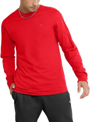 Champion, Classic Long Sleeve, Comfortable, Soft T-Shirt for Men (Reg. or Big & Tall), Scarlet, Medium