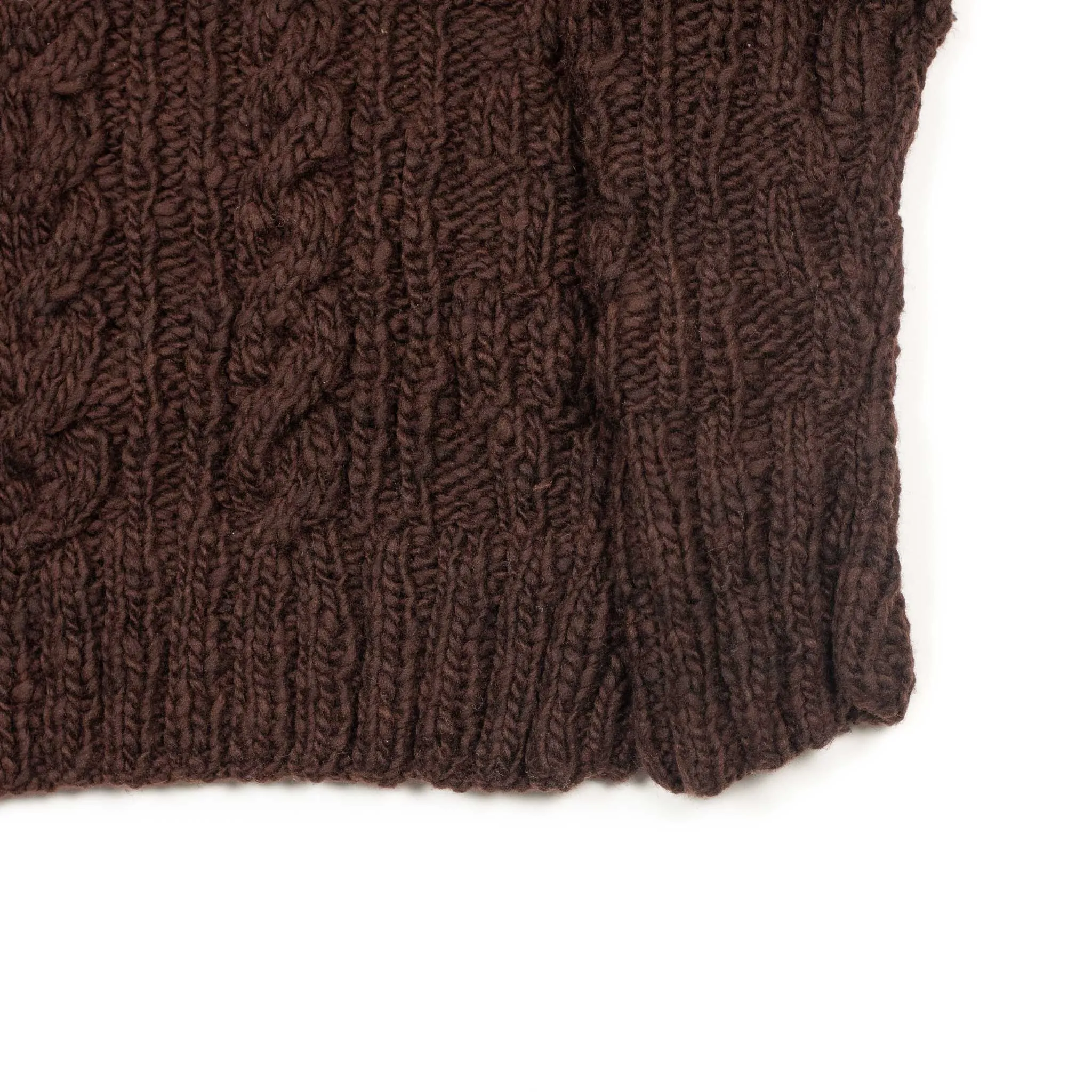 Chamula handknit fisherman turtleneck in Chocolate brown merino wool